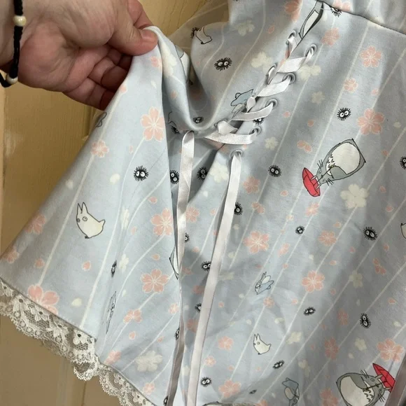 Totoro Cherry Blossoms Lace-Up Suspender Skirt - Picture 4 of 7